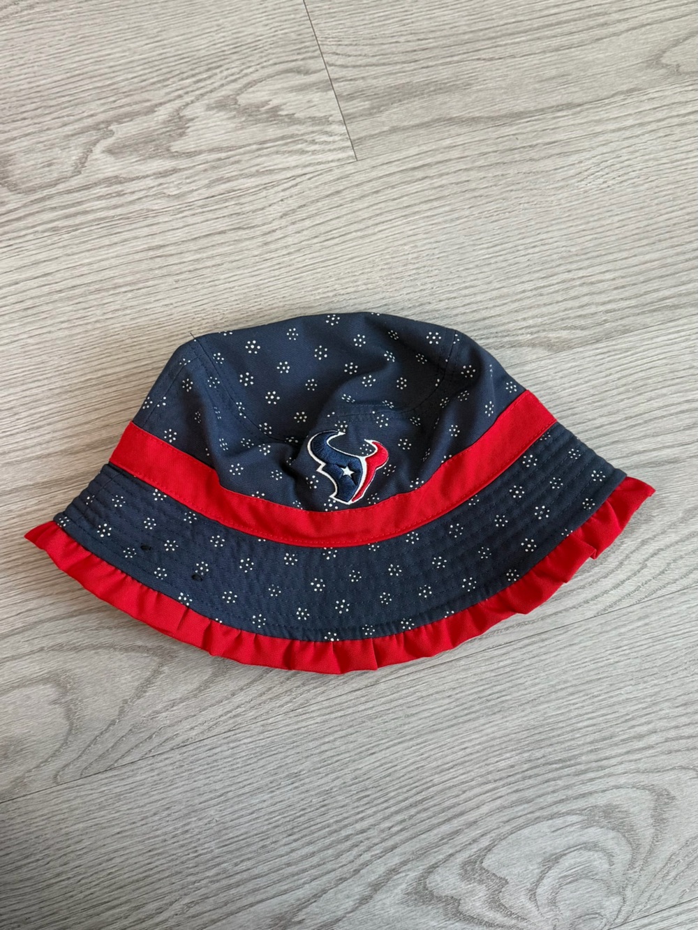 New Era Navy Sun Hat with Red Trim and Ruffle
